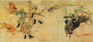 The Samurai Suenaga facing Mongols during Mongol invasion of Japan